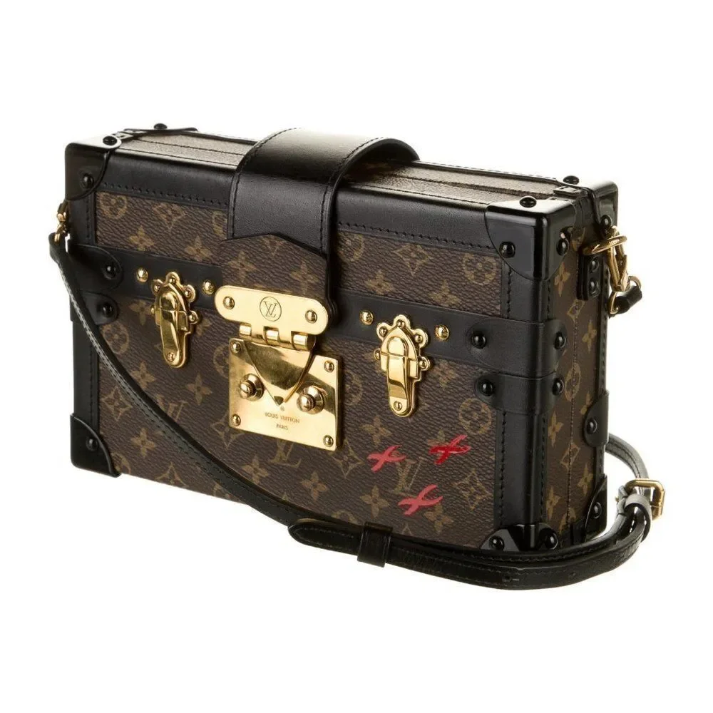 LOUIS VUITTON Monogram Petite Malle trunk crossbody shoulder bag red birds LV